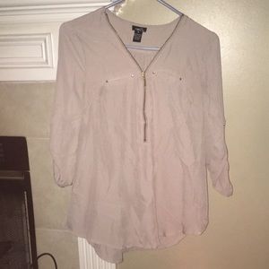 mauve shirt with zipper detail